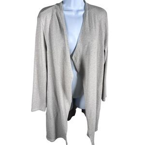 Pure Jill J. Jill Womens Sz MP Long Asymmetrical Open Front Cardigan Tan…